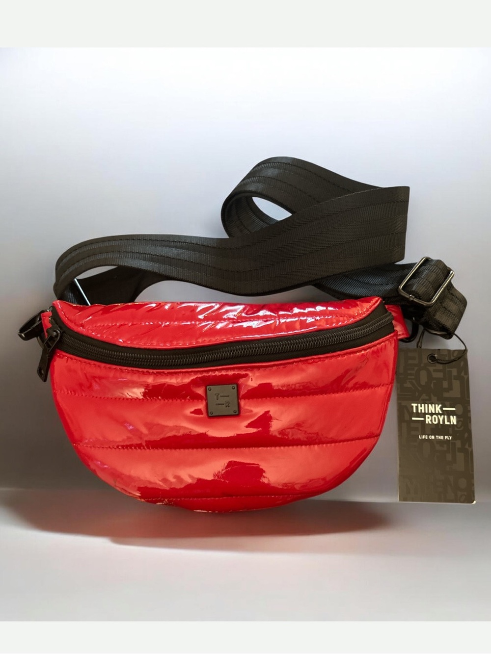 THINK ROYLN Shining Star Red Patent Quilted Cross body/Waist Bag